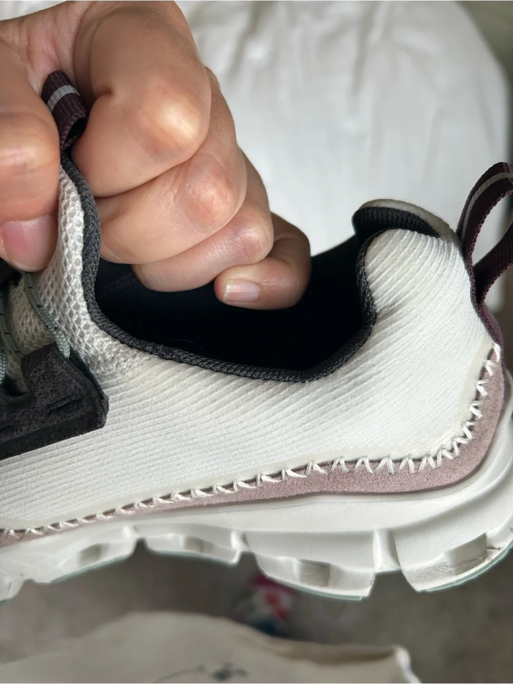 On Running women’s cloudaway Lace-Up Sneakers in White and Light Pink